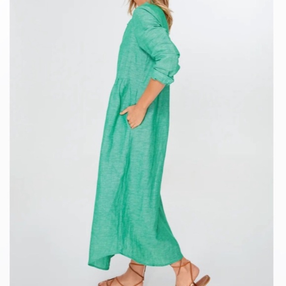 NWT TUCKERNUCK Sea Green Lydell Linen Blend Maxi Dress - Picture 3 of 15